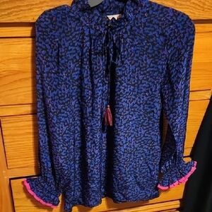 Rungolee Silk Blue and Pink Women's Top